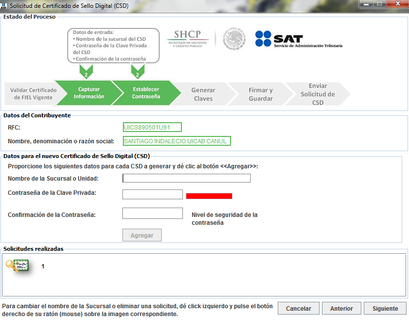 Entrada de Datos para el CSD